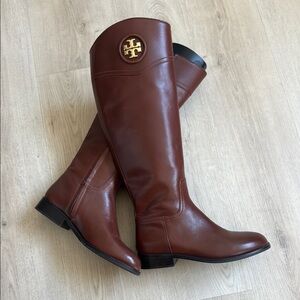 Tory Burch Chestnut Leather Tall Boots